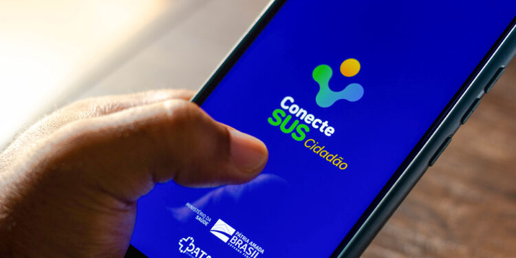 BRAZIL - 2021/04/07: In this photo illustration, a Conecte SUS logo app seen displayed on a smartphone. Conecte SUS application will be used as vaccination passport in Brazil. (Photo Illustration by Rafael Henrique/SOPA Images/LightRocket via Getty Images)