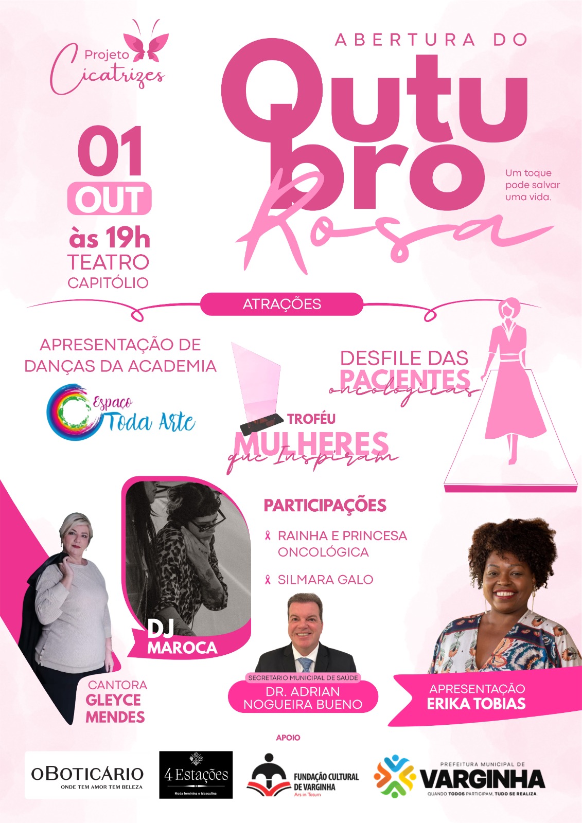 Campanha Outubro Rosa terá desfile, atrações culturais e homenagens em Varginha