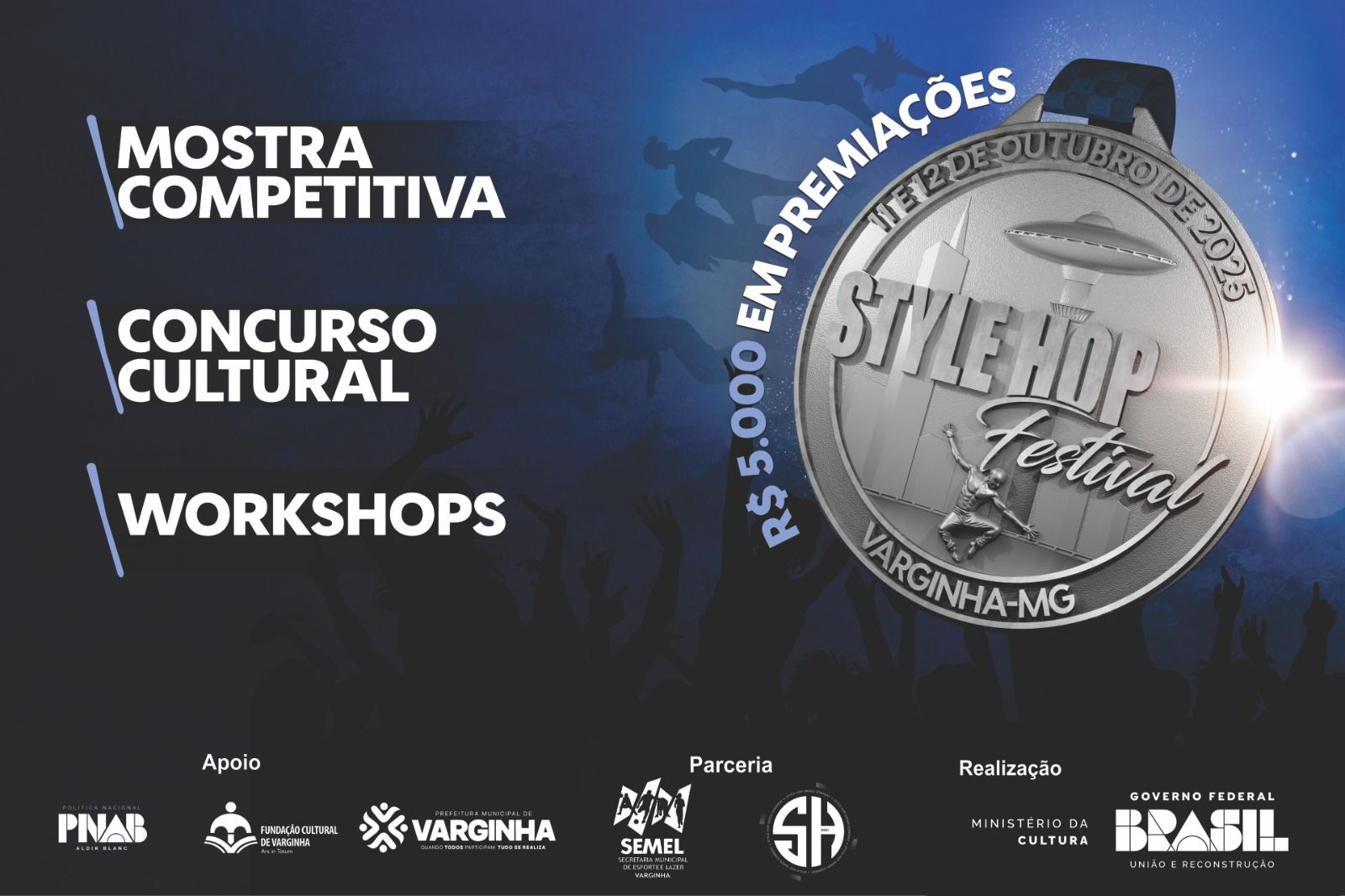 "Cartaz mostra detalhes do Style Hop Festival 2025 em Varginha"
